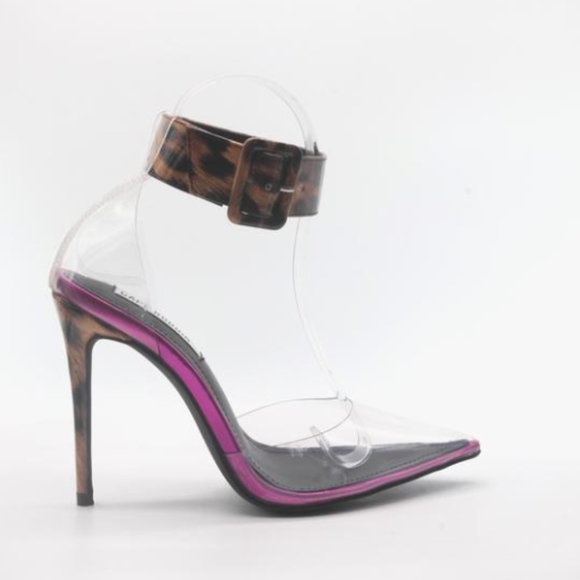 "Wild Life" Transparent Ankle Strap Heels - Picture 3 of 5